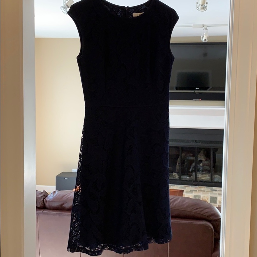 Navy blue lace dress.